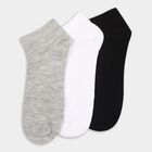 Men's Black, White and Grey Cotton Blend Ankle Socks, Black, small image number null