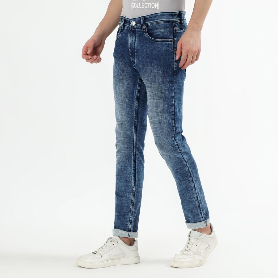Men's Washed Blue Skinny Fit Jeans, Light Blue, large image number null