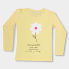 Girls' Bright Yellow Cotton Round Neck Casual Top, Yellow, small image number null