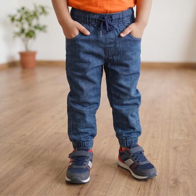 Boys' Navy Blue Jogger Fit Paneled Jeans