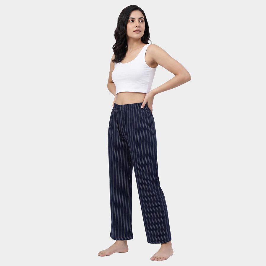 Women's Navy Blue Regular Fit Checkered Pyjama, नेवी ब्लू, large