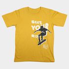Boys Mustard Crew Neck Regular Boys T-Shirt, मस्टर्ड, small