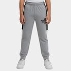 Boys' Grey Regular Fit Drawstring Pyjama, मिश्रित हल्का ग्रे, small