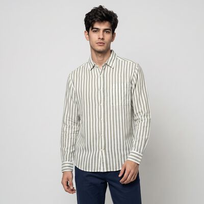 Men Grey 100% Cotton Long Sleeves Collared Shirt