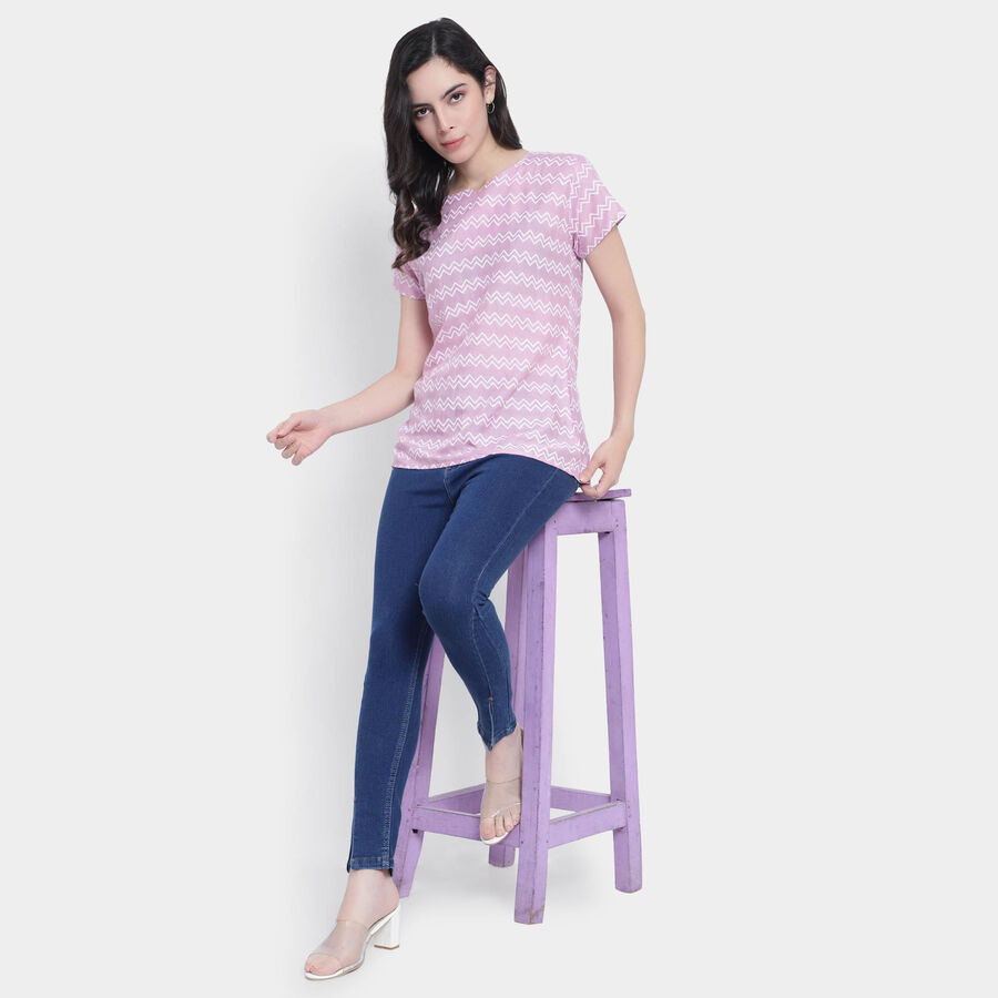 All Over Print Short Sleeves Kurti, Lilac, large image number null