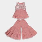 Girls Dusty Pink Sleeveless Sequin Top and Sharara Fusion Set, Pink, small image number null