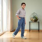 Boys Blue Relaxed Fit Cargo Jeans, Mid Blue, small