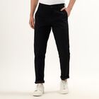 Men's Cross Pocket Slim Fit Casual Trousers, काला, small image number null