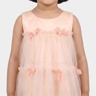 Girls' Pink Sleeveless Tiered Bow Detail Frock, Light Pink, small