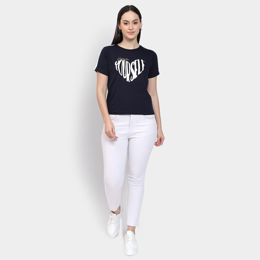 Ladies' Round Neck T-Shirt , नेवी ब्लू, large image number null