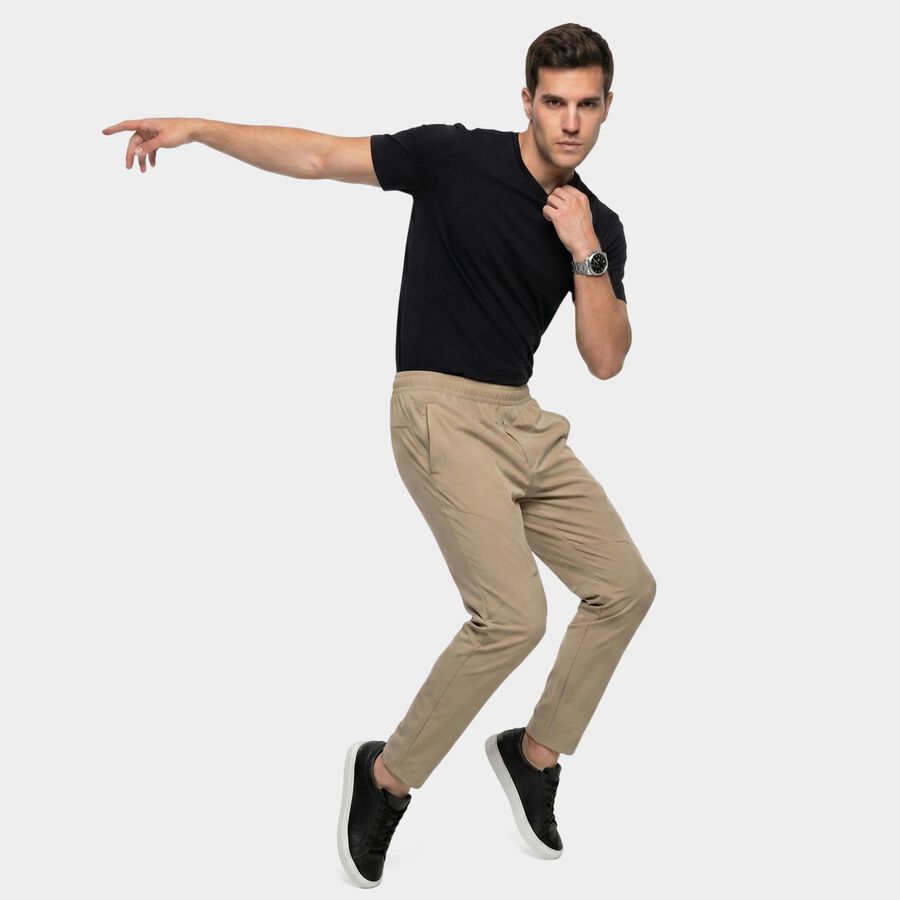 Men's Beige Straight Fit Track Pants, गहरा पीला, large
