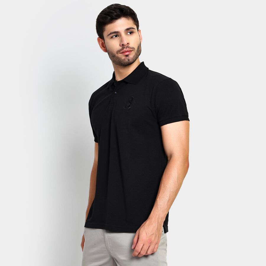 Men's Collared Half Sleeves T-Shirt , Black, large image number null