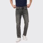 Men's Grey Straight Fit Washed Jeans, Light Grey, small