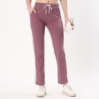 Women's Muted Mauve Straight-Leg Side-Striped Track Pants, बैंगनी, small