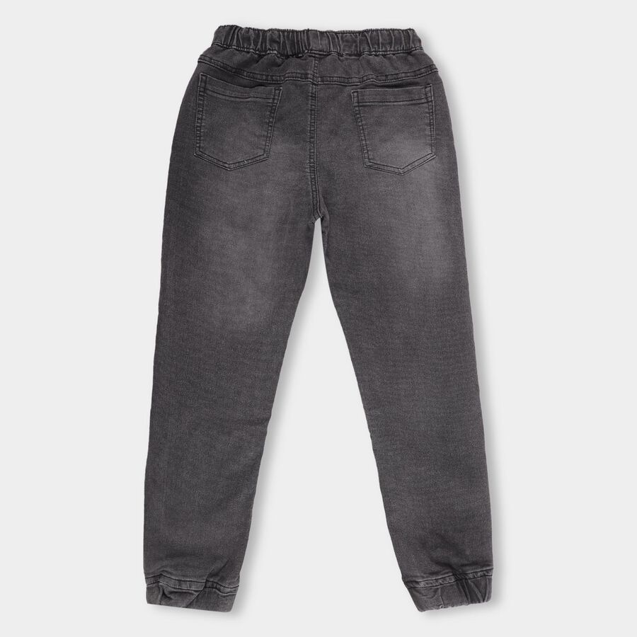 Boys' Charcoal Grey Jogger Fit Elastic Waist Jeans, Light Grey, large image number null