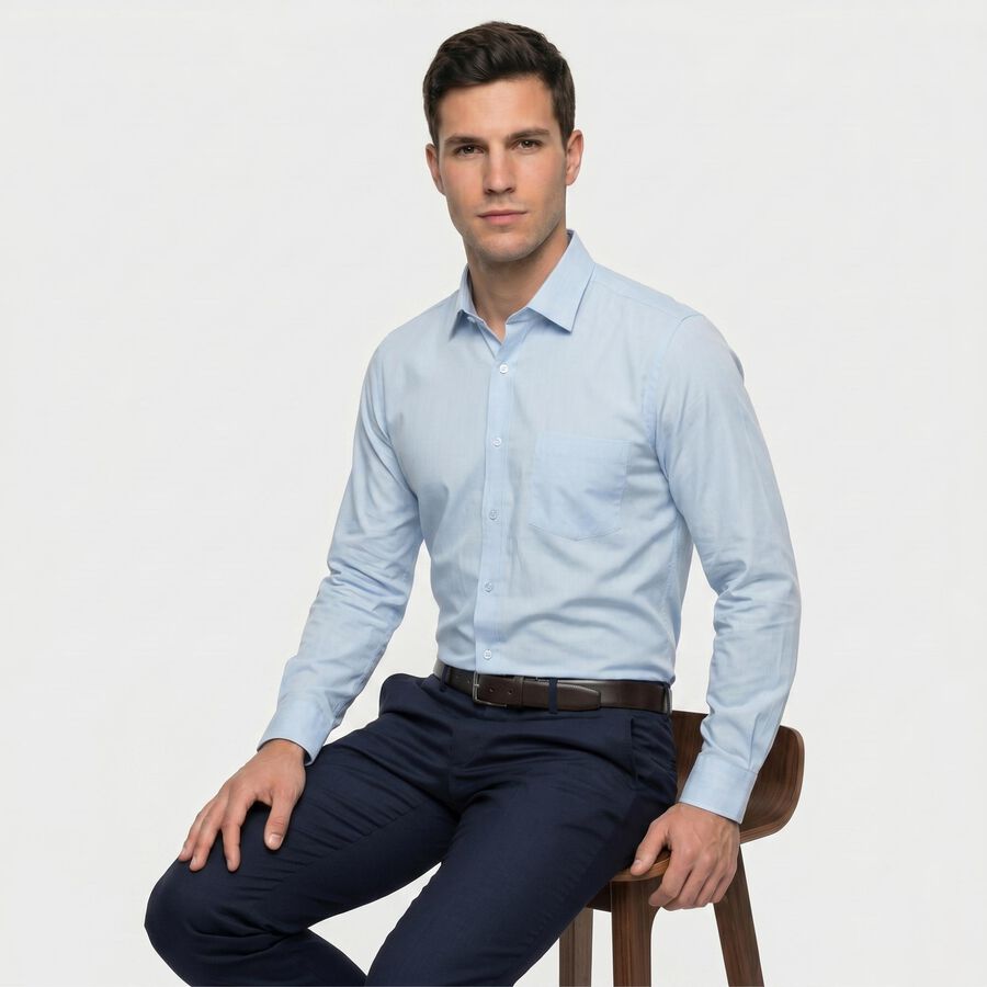 Men's Light Blue Regular Fit Formal Shirt, Light Blue, large