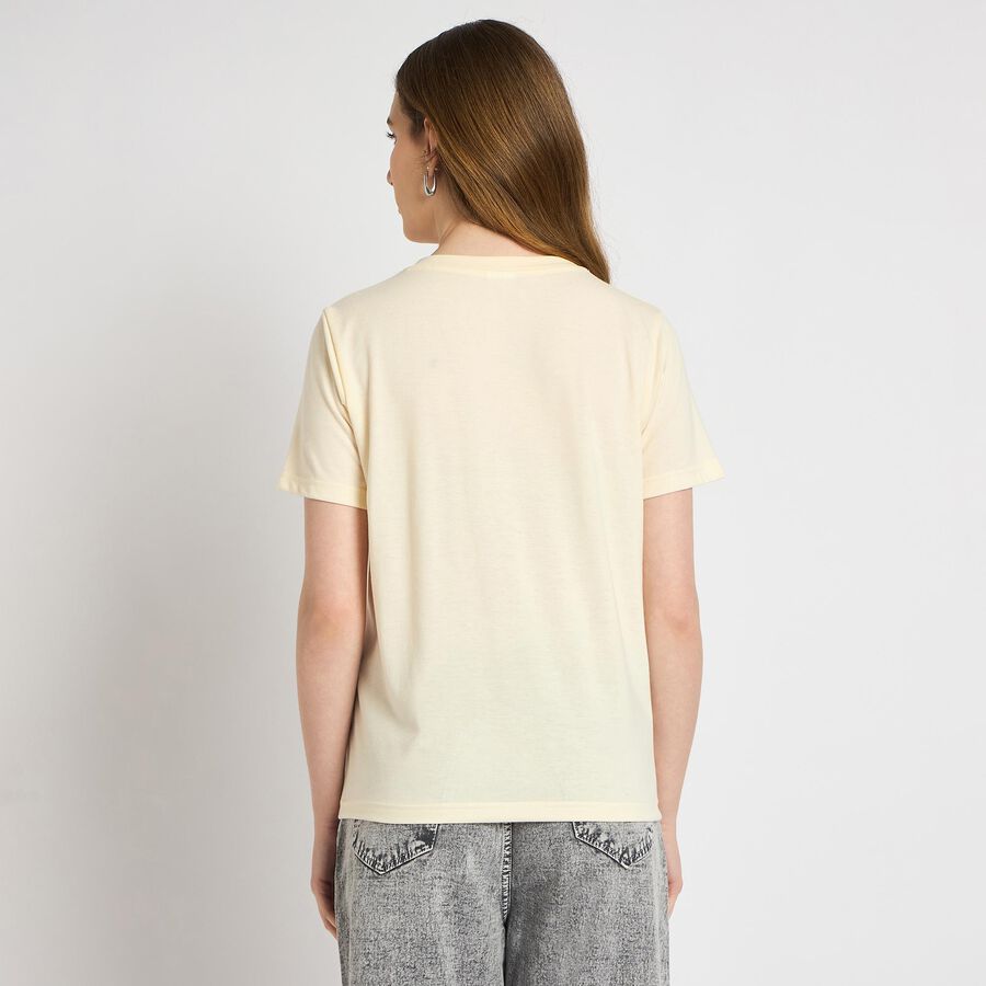 Ladies' Round Neck T-Shirt , Beige, large