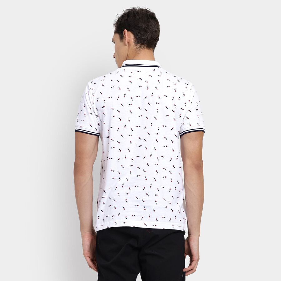 Men's 100% Cotton Collared Half Sleeves T-Shirt, White, large image number null