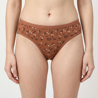 Women's Brown Regular Fit Printed Panty