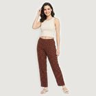 Women's Brown Straight Fit Heart Printed Pyjama, भूरा, small