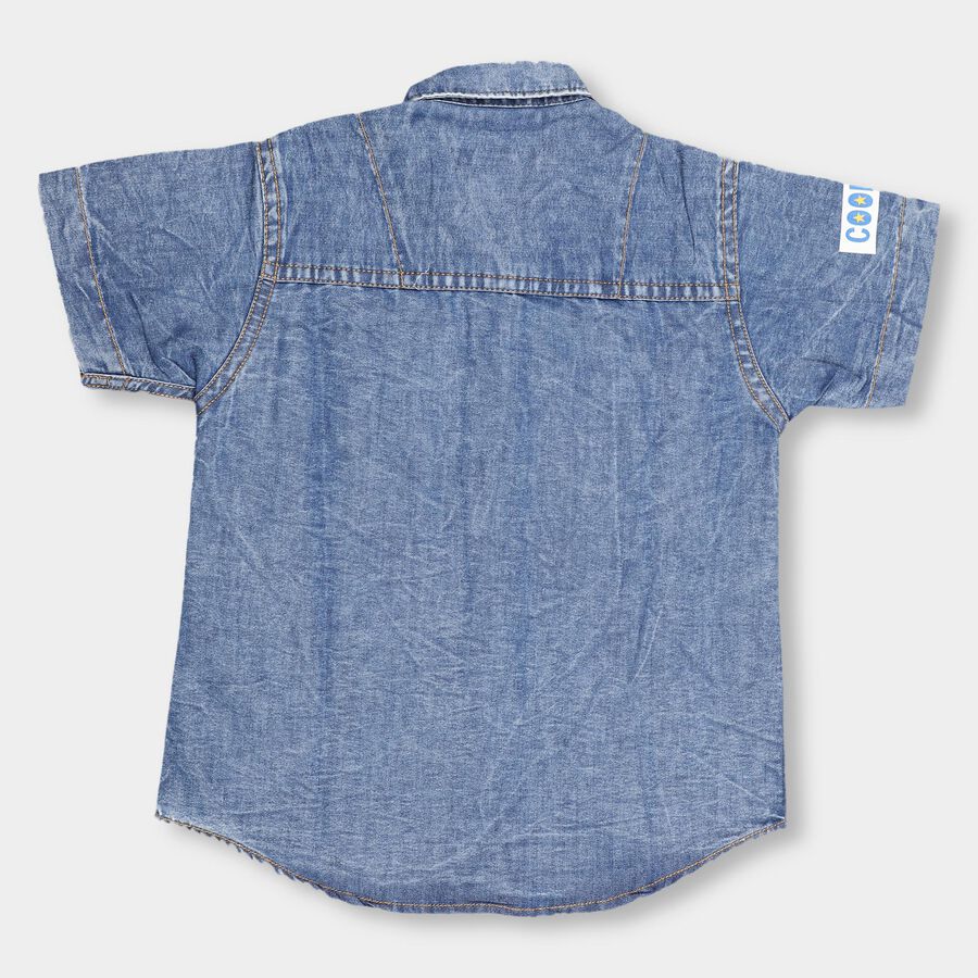 Boys' Casual Shirt, Mid Blue, large image number null