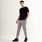 Men's Light Ash Grey Slim Fit Contrast Panel Track Pants, Light Grey, small image number null