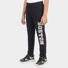 Boys' Navy Blue Straight Fit Typography Printed Cotton Blend Pyjama, नेवी ब्लू, small
