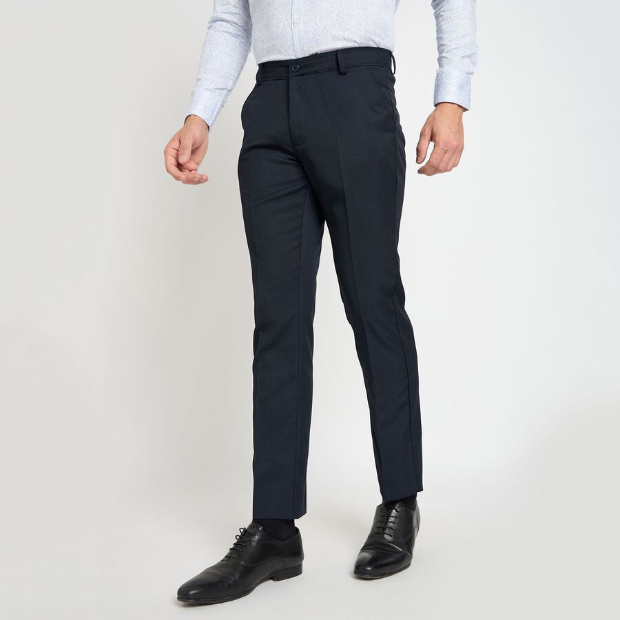 Men's Slim Fit Formal Trousers, नेवी ब्लू, large image number null