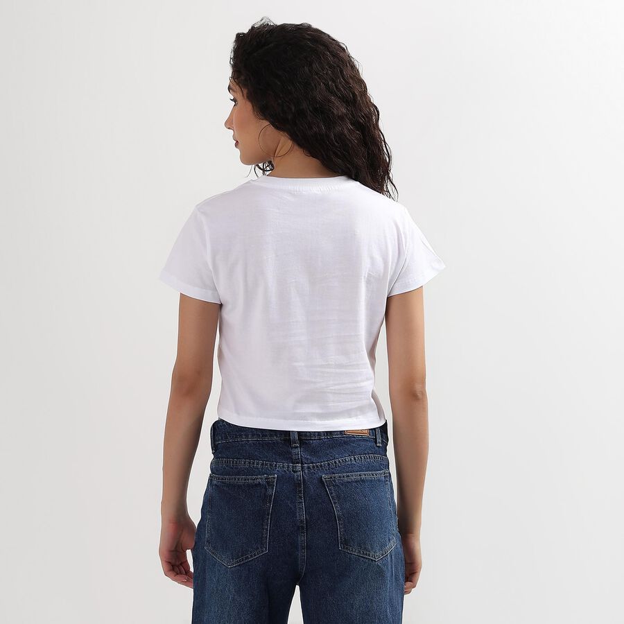 Ladies' 100% Cotton Round Neck T-Shirt , White, large image number null