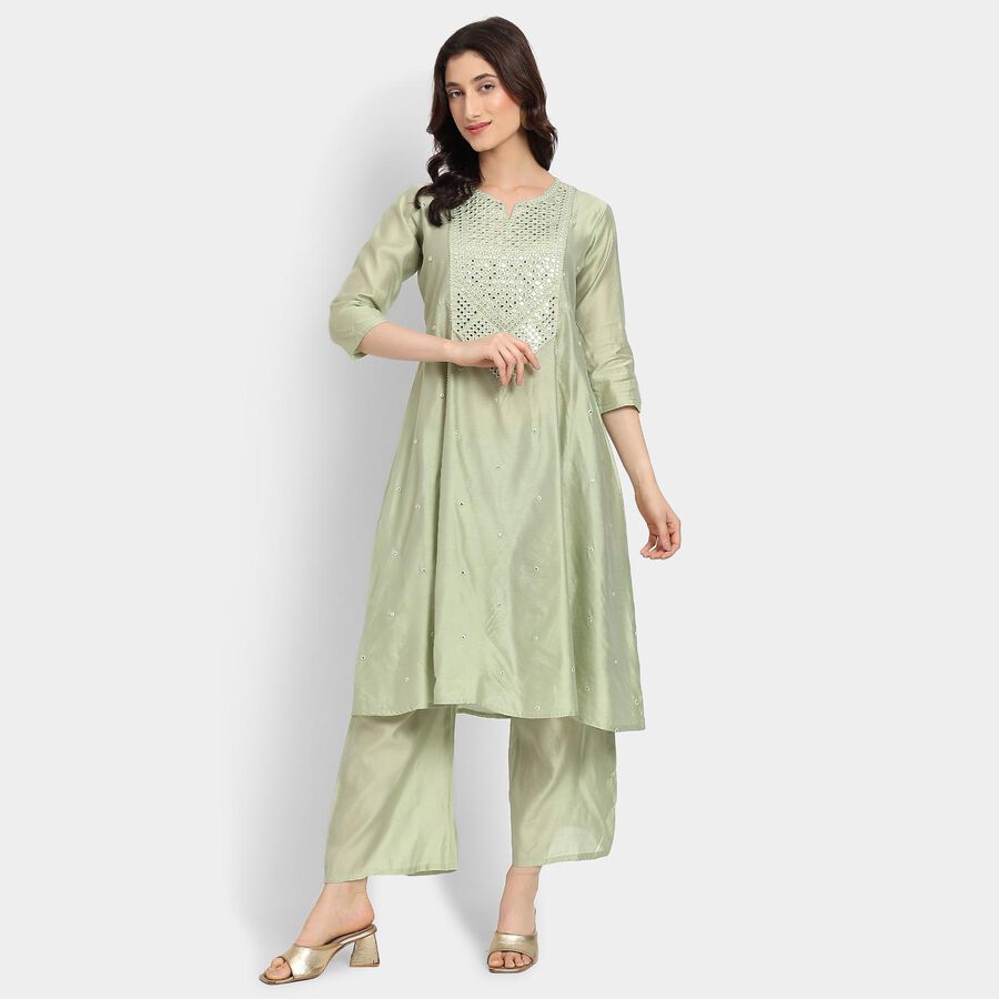 Ladies' Kurta Pyjama Set with Dupatta, Light Green, large image number null