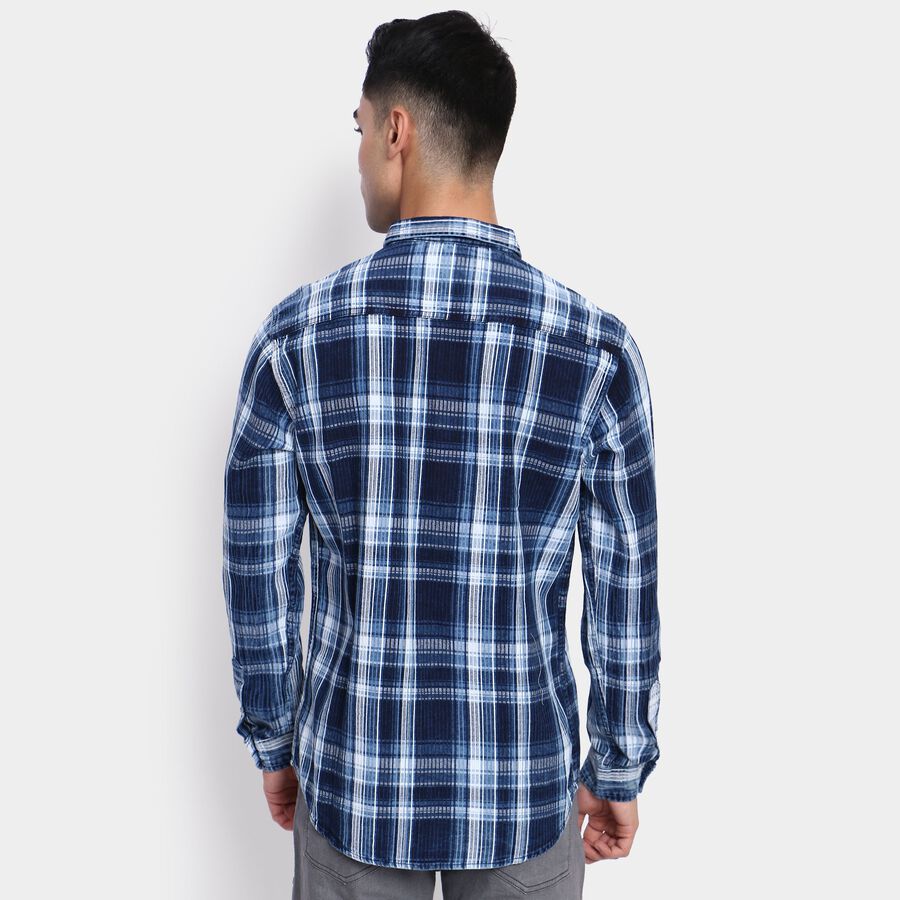 Men's 100% Cotton Casual Shirt, Navy Blue, large image number null