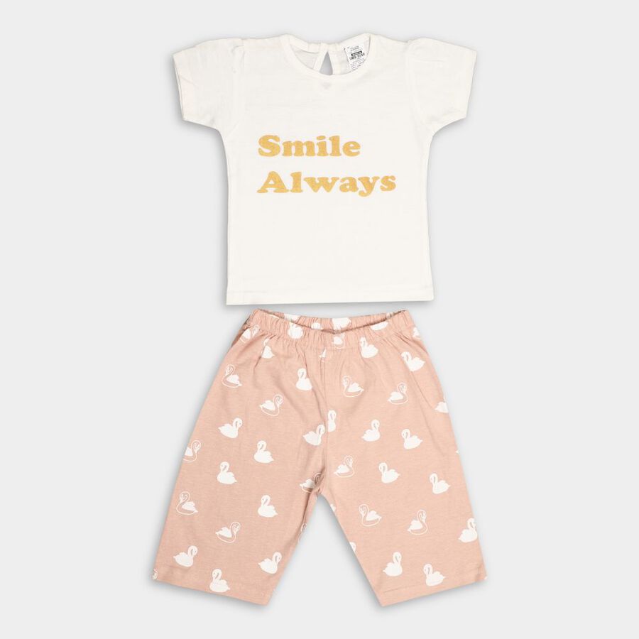 Infant Girl's Cotton Capri Set, Light Pink, large image number null