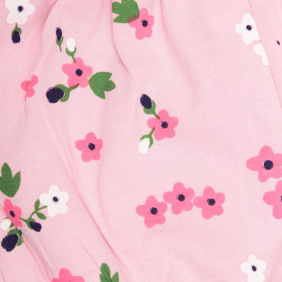 Infants Yellow Hippo Cotton Round Neck Shorts Set, Pink, large image number null