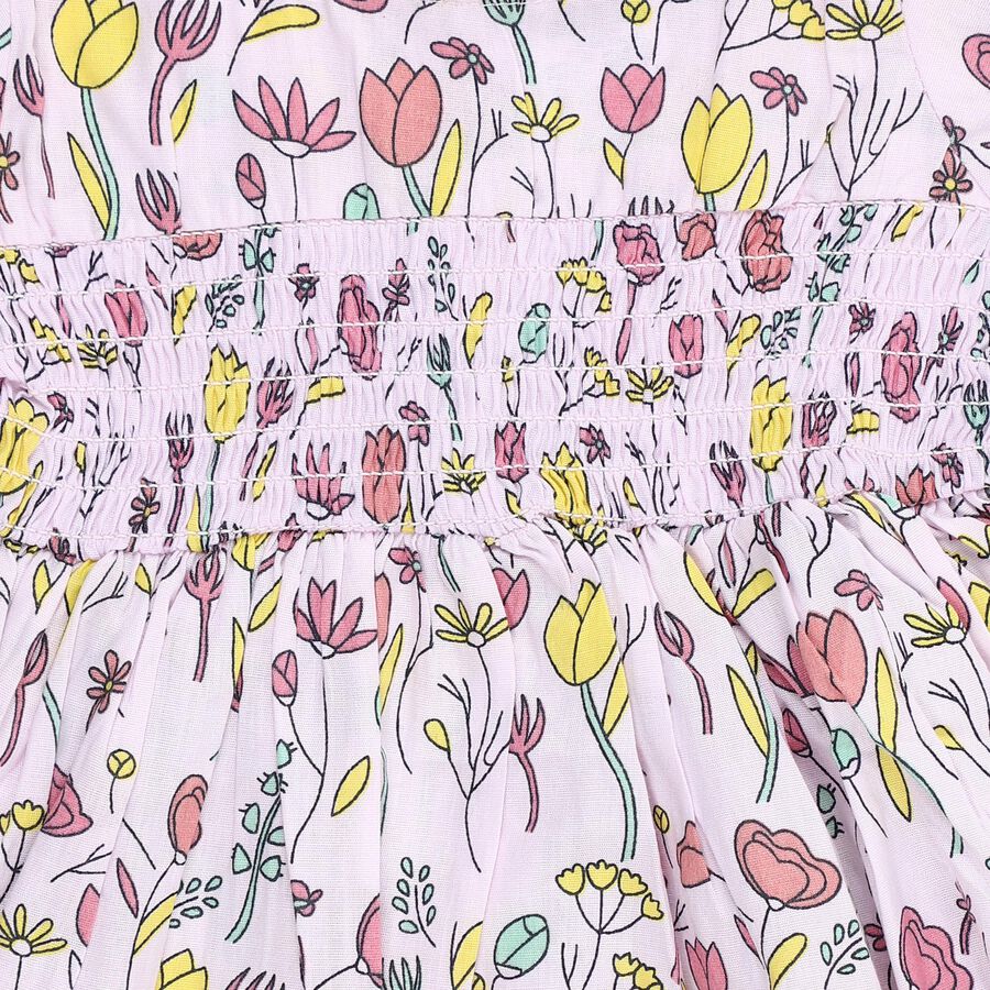 Infants' Pastel Lilac Floral Smocked Cotton Frock, लाइलेक, large image number null