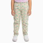 Girls Beige Bow and Floral Printed Cotton Blend Pyjama, गहरा पीला, small image number null