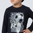 Boys Navy Blue Cotton Blend Crew Neck Regular T-Shirt, Navy Blue, small