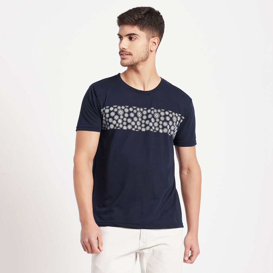Round Neck T-Shirt, Navy Blue, large image number null