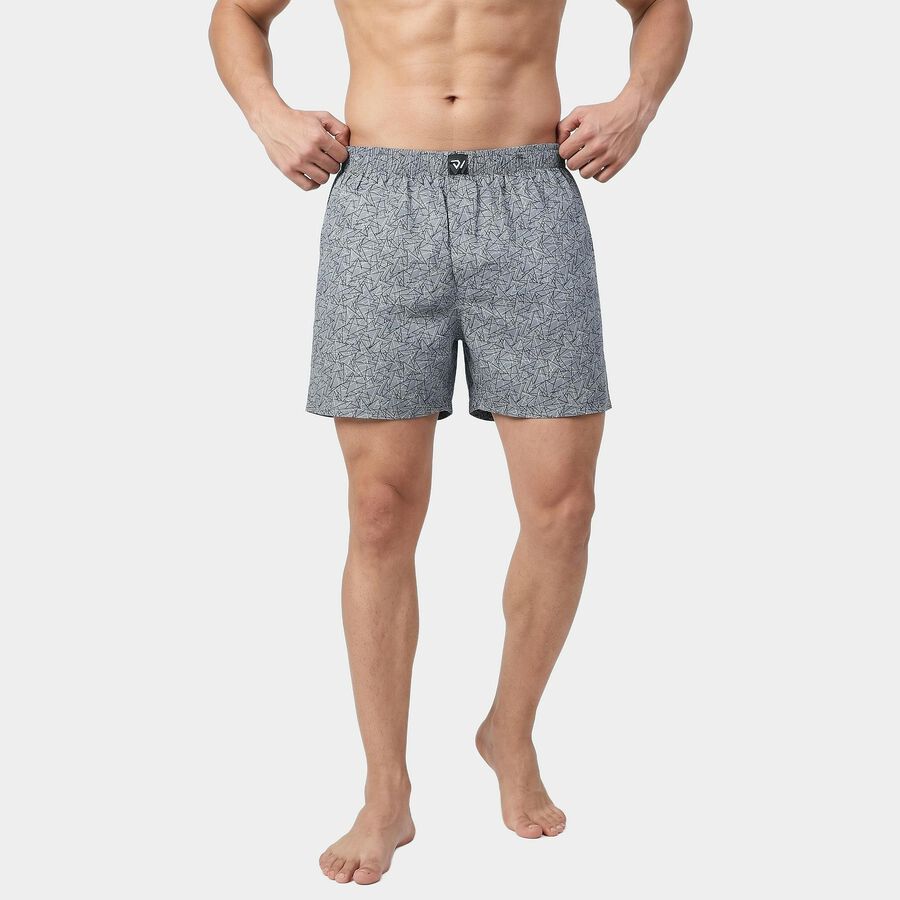 Men Mid Blue Relaxed Fit Abstract Printed Boxers, Mid Blue, large