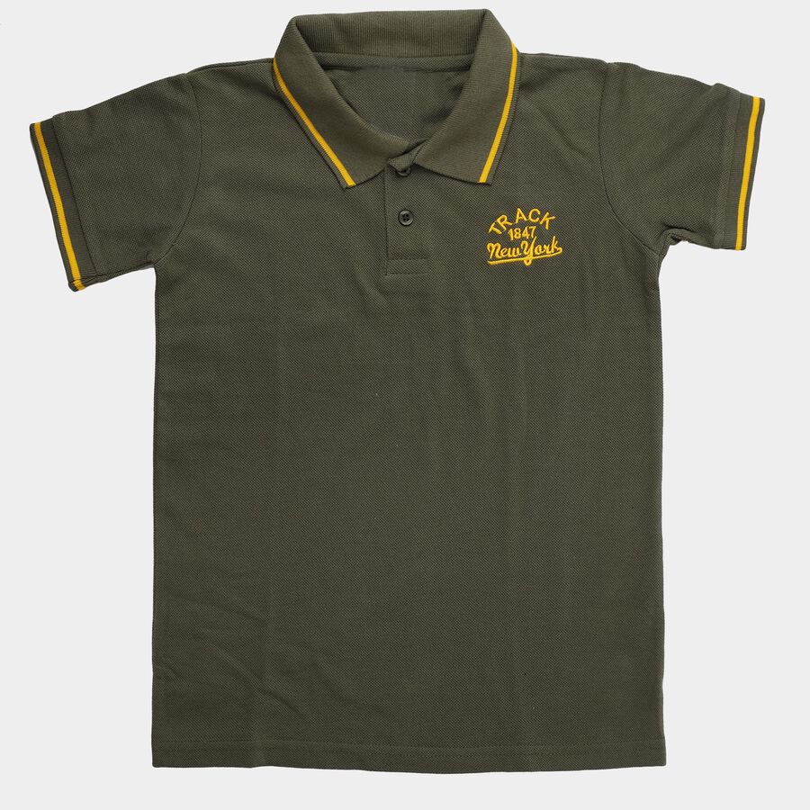Boys' Half Sleeves T-Shirt, Olive, large