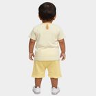 Infants Yellow Cotton Sleeveless Casual Shorts Set, Yellow, small