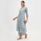 Women's Light Blue Embroidered Flared Kurta, हल्का नीला, small image number null