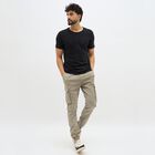 Men's Muted Beige Slim Fit Cargo Joggers, ओलिव, small image number null