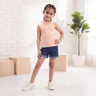 Girls Peach Cotton Sleeveless Vest, Peach, small