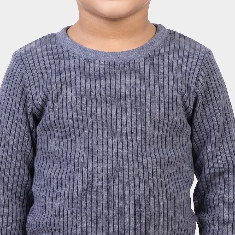 Boys' Blue Long Sleeve Thermal, मध्यम नीला, large