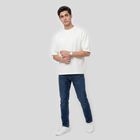 Men's White Round Neck Regular T-Shirt, ऑफ व्हाइट, small