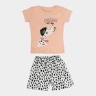 Girls Light Pink Night Suit, Light Pink, small