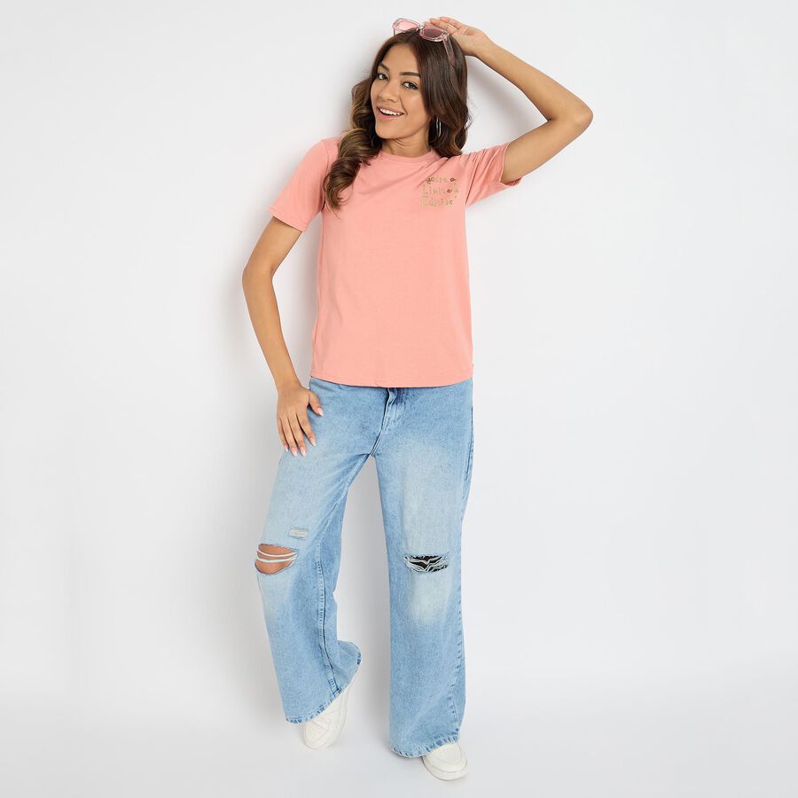 Ladies' Round Neck T-Shirt , Pink, large image number null