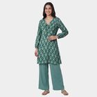 Women's Mint Green Mandarin Collar Notch Neck Embroidered Straight Kurta, हल्का हरा, small