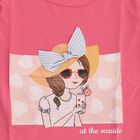 Girls Bright Pink Cotton Round Neck Casual T-Shirt, गुलाबी, small