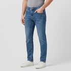 Men's Blue Slim Fit Washed Jeans, Mid Blue, small